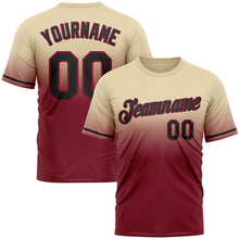 Load image into Gallery viewer, Custom Cream Black-Crimson Fade Fashion Performance T-Shirt