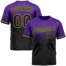 Load image into Gallery viewer, Custom Purple Black-Old Gold Fade Fashion Performance T-Shirt