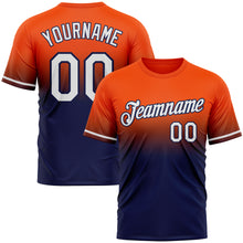 Load image into Gallery viewer, Custom Orange White-Navy Fade Fashion Performance T-Shirt