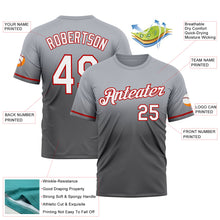 Load image into Gallery viewer, Custom Gray Steel Gray-Red Fade Fashion Performance T-Shirt