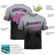 Load image into Gallery viewer, Custom Gray Pink Black-Light Blue Fade Fashion Performance T-Shirt