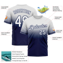 Load image into Gallery viewer, Custom White Navy Fade Fashion Performance T-Shirt