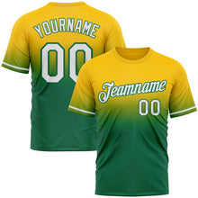 Load image into Gallery viewer, Custom Yellow White-Kelly Green Fade Fashion Performance T-Shirt