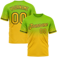 Load image into Gallery viewer, Custom Neon Green Yellow-Black Fade Fashion Performance T-Shirt