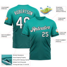 Load image into Gallery viewer, Custom Aqua Teal-Black Fade Fashion Performance T-Shirt