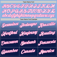 Load image into Gallery viewer, Custom Light Blue Pink-Navy Fade Fashion Performance T-Shirt