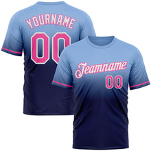Load image into Gallery viewer, Custom Light Blue Pink-Navy Fade Fashion Performance T-Shirt