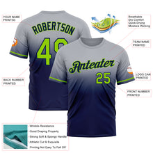 Load image into Gallery viewer, Custom Gray Neon Green-Navy Fade Fashion Performance T-Shirt