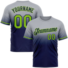 Load image into Gallery viewer, Custom Gray Neon Green-Navy Fade Fashion Performance T-Shirt