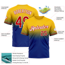 Load image into Gallery viewer, Custom Yellow Red-Royal Fade Fashion Performance T-Shirt