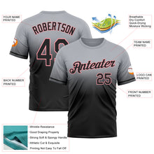 Load image into Gallery viewer, Custom Gray Black-Medium Pink Fade Fashion Performance T-Shirt