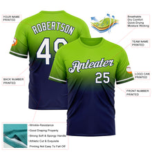 Load image into Gallery viewer, Custom Neon Green White-Navy Fade Fashion Performance T-Shirt