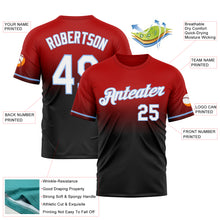 Load image into Gallery viewer, Custom Red Black-Light Blue Fade Fashion Performance T-Shirt