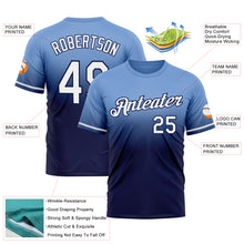 Load image into Gallery viewer, Custom Powder Blue White-Navy Fade Fashion Performance T-Shirt