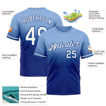 Load image into Gallery viewer, Custom Light Blue White-Royal Fade Fashion Performance T-Shirt