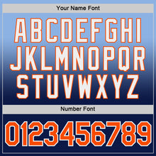 Load image into Gallery viewer, Custom Light Blue Orange-Navy Fade Fashion Performance T-Shirt