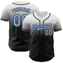 Load image into Gallery viewer, Custom White Light Blue-Black Authentic Fade Fashion Baseball Jersey