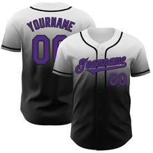 Load image into Gallery viewer, Custom White Purple-Black Authentic Fade Fashion Baseball Jersey