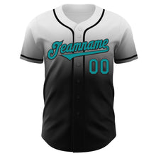 Load image into Gallery viewer, Custom White Teal-Black Authentic Fade Fashion Baseball Jersey