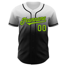 Load image into Gallery viewer, Custom White Neon Green-Black Authentic Fade Fashion Baseball Jersey
