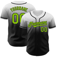 Load image into Gallery viewer, Custom White Neon Green-Black Authentic Fade Fashion Baseball Jersey