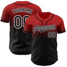 Load image into Gallery viewer, Custom Red Black-White Authentic Fade Fashion Baseball Jersey