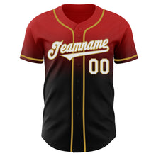 Load image into Gallery viewer, Custom Red Black-Old Gold Authentic Fade Fashion Baseball Jersey