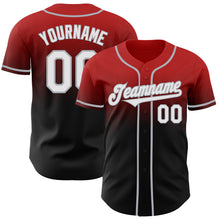 Load image into Gallery viewer, Custom Red Black-Gray Authentic Fade Fashion Baseball Jersey