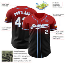 Load image into Gallery viewer, Custom Red Black-Light Blue Authentic Fade Fashion Baseball Jersey