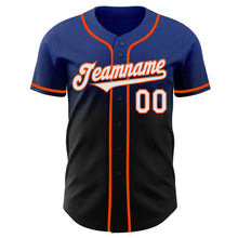 Load image into Gallery viewer, Custom Royal Black-Orange Authentic Fade Fashion Baseball Jersey