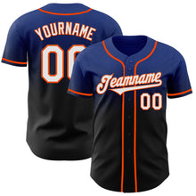 Load image into Gallery viewer, Custom Royal Black-Orange Authentic Fade Fashion Baseball Jersey