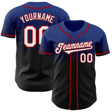 Load image into Gallery viewer, Custom Royal Black-Red Authentic Fade Fashion Baseball Jersey