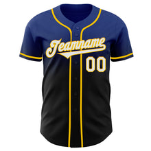 Load image into Gallery viewer, Custom Royal Black-Yellow Authentic Fade Fashion Baseball Jersey