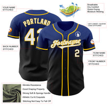 Load image into Gallery viewer, Custom Royal Black-Yellow Authentic Fade Fashion Baseball Jersey