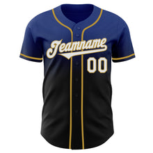 Load image into Gallery viewer, Custom Royal Black-Old Gold Authentic Fade Fashion Baseball Jersey