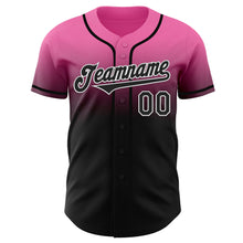 Load image into Gallery viewer, Custom Pink Black-White Authentic Fade Fashion Baseball Jersey