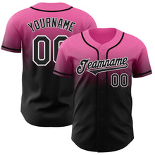 Load image into Gallery viewer, Custom Pink Black-White Authentic Fade Fashion Baseball Jersey