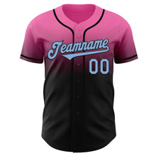 Load image into Gallery viewer, Custom Pink Light Blue-Black Authentic Fade Fashion Baseball Jersey
