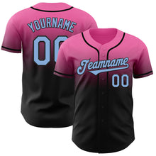 Load image into Gallery viewer, Custom Pink Light Blue-Black Authentic Fade Fashion Baseball Jersey