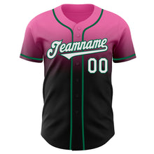 Load image into Gallery viewer, Custom Pink Black-Kelly Green Authentic Fade Fashion Baseball Jersey