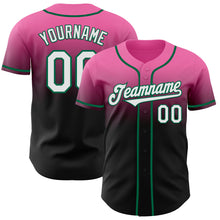 Load image into Gallery viewer, Custom Pink Black-Kelly Green Authentic Fade Fashion Baseball Jersey
