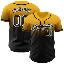 Load image into Gallery viewer, Custom Gold Black-White Authentic Fade Fashion Baseball Jersey