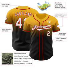 Load image into Gallery viewer, Custom Gold Black-Red Authentic Fade Fashion Baseball Jersey