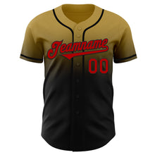 Load image into Gallery viewer, Custom Old Gold Red-Black Authentic Fade Fashion Baseball Jersey