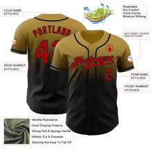 Load image into Gallery viewer, Custom Old Gold Red-Black Authentic Fade Fashion Baseball Jersey