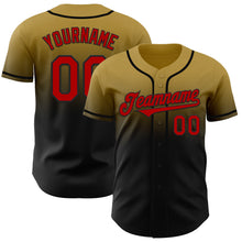 Load image into Gallery viewer, Custom Old Gold Red-Black Authentic Fade Fashion Baseball Jersey