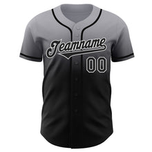 Load image into Gallery viewer, Custom Gray Black-White Authentic Fade Fashion Baseball Jersey
