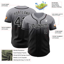 Load image into Gallery viewer, Custom Gray Black-White Authentic Fade Fashion Baseball Jersey