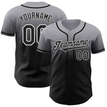 Load image into Gallery viewer, Custom Gray Black-White Authentic Fade Fashion Baseball Jersey