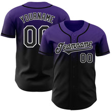 Load image into Gallery viewer, Custom Purple Black-White Authentic Fade Fashion Baseball Jersey